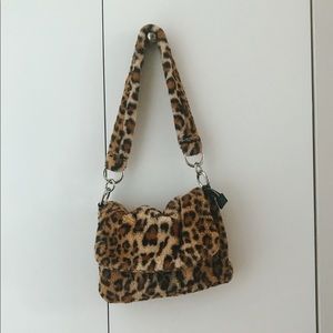 leopard fur backpack